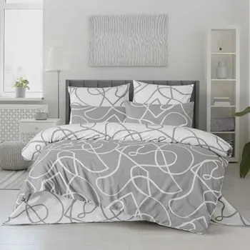 Povlečení Povlečení bavlněné Merlot šedé 200x140cm+90x70cm TiaHome