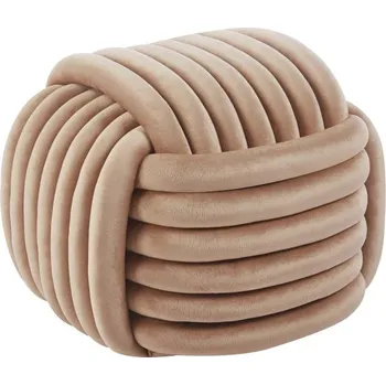 Taburet Designová jednomístná sametová čalouněná taburetka ve tvaru klubíčka - cappuccino