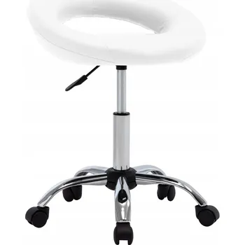 Otočná pracovní židle, bílá, 46x43x(55-66) cm, umělá kůže, Ocel