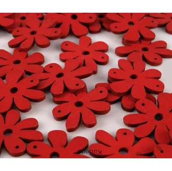 Dřevěný výsek - Kytička velká - červená