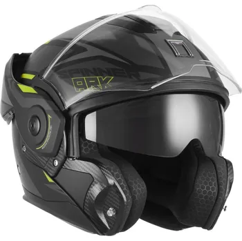 Helma na motorku Přilba SPINNER ARK, NOX PREMIUM (černá matná, žlutá fluo) 2026 M