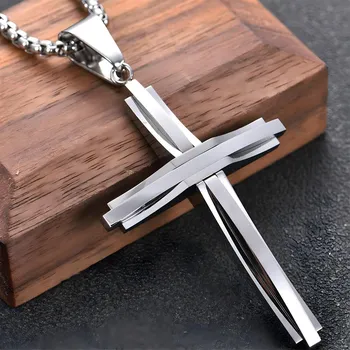 Náhrdelník IZMAEL Náhrdelník SI 39020 Cross Stříbrná/60 cm KP39020