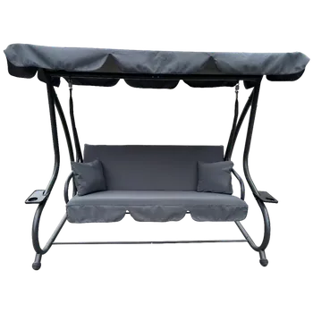 Zahradní houpačka ZAHRADNÍ HOUPAČKA 210 x 120 x 170 cm ANTRACITOVÁ S FUNKCÍ LOUNGE *3101
