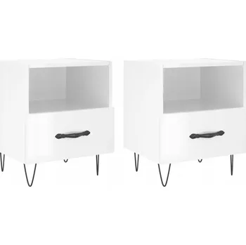 Noční stolek Noční stolek s přihrádkou a zásuvkou, bílý, 40 x 35 x 47,5 cm, kovové nůž
