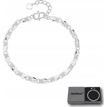 Náramek Dámský stříbrný náramek S925 Řetízek Šťastná Čtyřlístek Srdíčka