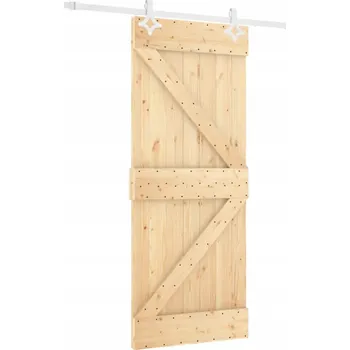 Interiérové dveře Posuvné dveře z masivního borovicového dřeva, 80 x 3,6 x 210 cm, bílé