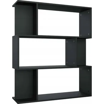 regál Dřevěný regál s 9 přihrádkami, černý, 80x24x96 cm