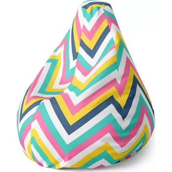 Sedací pytel Sablio Sedací vak Pear Duhové klikyháky - 140 x 100 x 25 cm