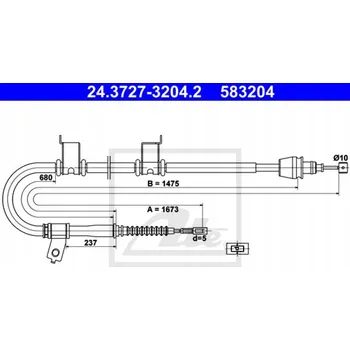 Brzdová hadice ATE 24.3727-3204.2 Táhlo, parkovací brzda