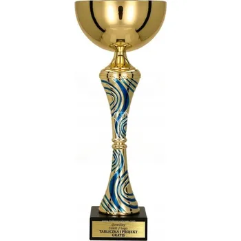 Luxusní pohár zlato-modrý ODMĚNA SPORT ZÁVODY 32 cm + Gravírování DÁREK