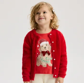 Dětská móda Reserved - Vánoční tričko s potiskem - ostře červená - 577FT-29X - 577FT-29X-110