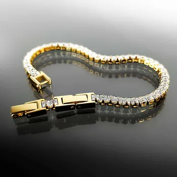 Náramek Štrasový ocelový náramek zabalený v dárkové krabičce č. 1222 - Pozlacená chirurgická ocel