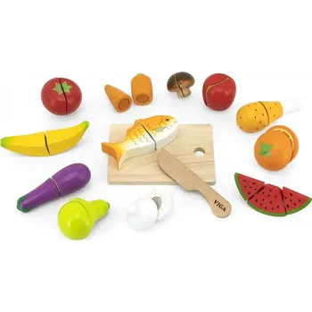Dřevěná hračka Dřevěná Sada na Krájení pro Malé Kuchaře - Učíme se Krájet