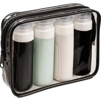 Kosmetická taška Cestovní kosmetická taška Trizand s lahvičkami do letadla 10 ks, průhledná, 19 cm