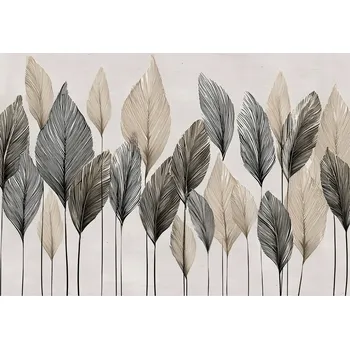 Fototapeta FOTOTAPETA LISTY ABSTRAKCE BÉŽOVÁ BOHO NA ZEĎ LOŽNICE OBÝVACÍ POKOJ 350x250