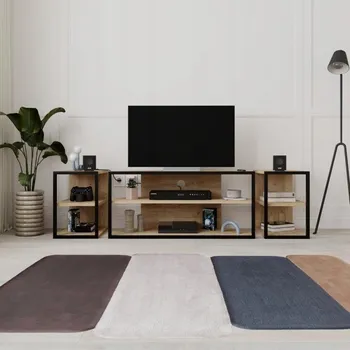 Konferenční stolek Sada TV stolku + 2 ks bočních stolků Houseland Echo dub safírový/černá