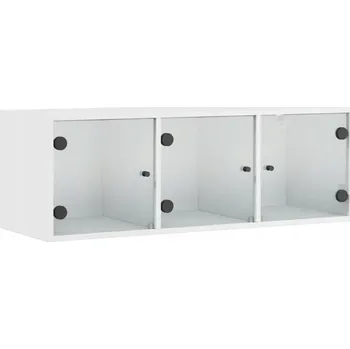 Komoda Nástěnná skříňka se skleněnými dvířky, bílá, 102x37x35 cm