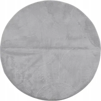 Koberec IZA 3D geometrický Koberec 100% Polyester šedý Ø80cm Výška Vlasu 8mm