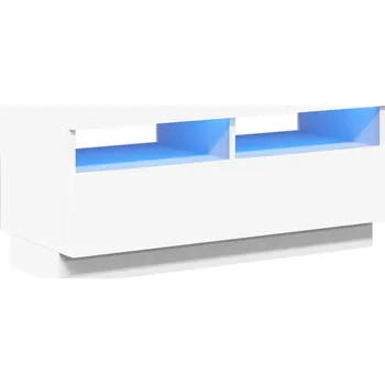 Televizní stolek TV stolek s RGB LED osvětlením, bílý, 80x35x40 cm