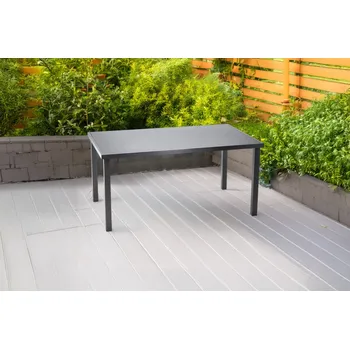 Zahradní stůl HLINÍKOVÝ ZAHRADNÍ STŮL SE SKLENĚNOU DESKOU 150 x 90 x 71 CM ŠEDÝ *9514