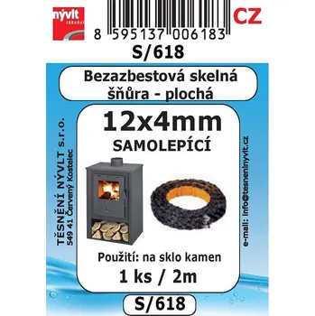 Nývlt Šňůra skelná plochá, samolepící, do 600°C, 12 x 4 mm, 2 metry, S/618