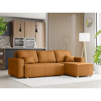 Pohovka Hořčicová rohová pohovka SMART COSARO, oboustranná + 2 polštářky ZDARMA