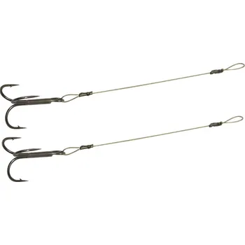 Mistrall ocelové lanko s trojháčkem 1x19 12kg hnědé 8cm 2ks