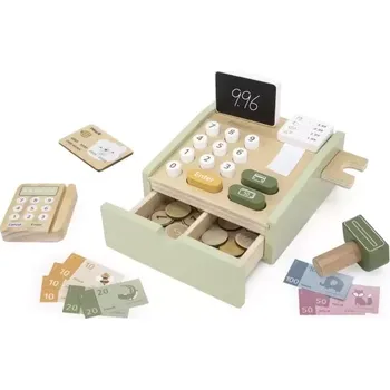 Dětská kuchyňka VIGA, Dřevěná pokladna zelená