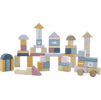 Dřevěná hračka VIGA, Dřevěná stavebnice 60 kostek