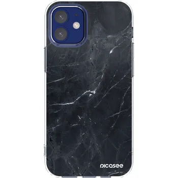 Pouzdro na mobilní telefon Picasee silikonový průhledný obal pro Apple iPhone 12 mini - Black marble