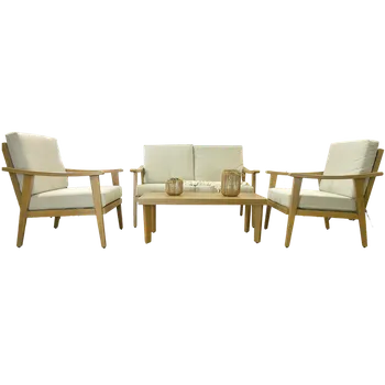 Zahradní sestava HLINÍKOVÁ SESTAVA NÁBYTKU 'TIRANA' (POHOVKA + 2 KŘESLA + STŮL) BÉŽOVÁ + BÉŽOVÉ POLŠTÁŘ