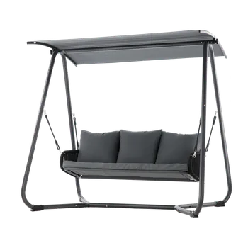 Zahradní houpačka ZAHRADNÍ HOUPAČKA S TKANÉ LUKOVÉ OPĚRKY 180 x 139 x 185 CM ANTRACITOVÁ PREMIUM *3149