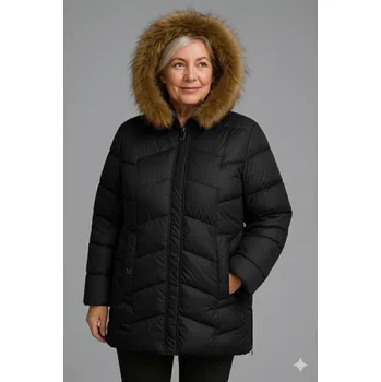 Dámská zimní bunda s kožíškem pro plnoštíhlé černá Velikost: 7XL