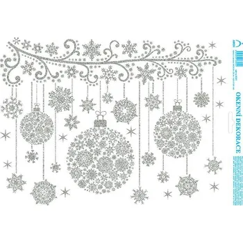 Vánoce Baňky - tisk stříbrnými glitry