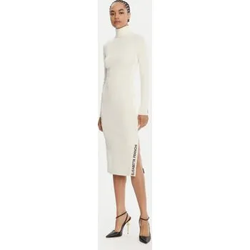 Dámské šaty Elisabetta Franchi Úpletové šaty AM-03S-56E2-V390 Écru Slim Fit 40