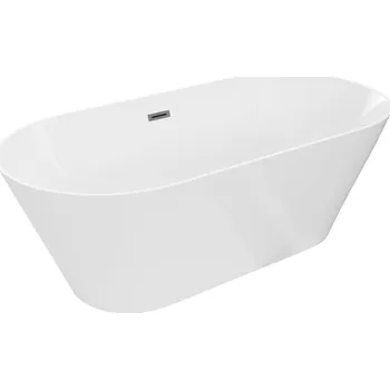 Vana Mexen Luna, Slim volně stojící vana 170 x 75 cm, bílá, grafitový přepad, 52041707500-95