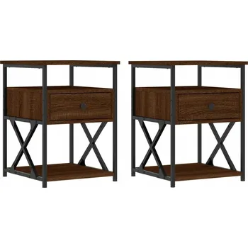 Noční stolek Noční stolek z materiálu na bázi dřeva, hnědý dub, 40x42x55 cm