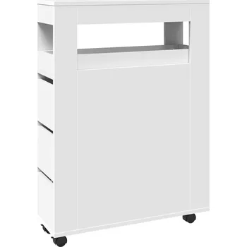 Koupelnový nábytek Úzká koupelnová skříňka na kolečkách, bílá, 65x23x90 cm