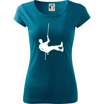 Dámské tričko Visící horolezec - Dámské triko Pure - M ( Petrolejová )