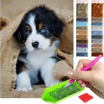 Norimpex Diamantový obrázek malování 30x40cm - Pejsek v jutovém pytli