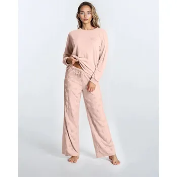 Dámské noční prádlo Sinsay - Dvoudílné pyžamo z pleteniny french terry s kalhotami s puntíky - růžová - 177GF-30X - 177GF-30X-XL