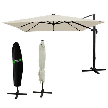 Slunečník ZAHRADNÍ SLUTEČNÍK 3 x 3 M BÉŽOVÝ 'ROMA' S KRYTEM S LED *1565