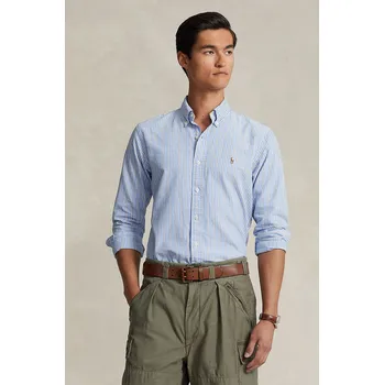 Pánská košile Bavlněná košile Polo Ralph Lauren regular, s límečkem button-down, 710928918 modrá 05A, vel. M