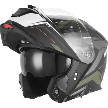 Helma na motorku Přilba N967 CONQUER, NOX (černá matná, khaki, oranžová) 2026 L