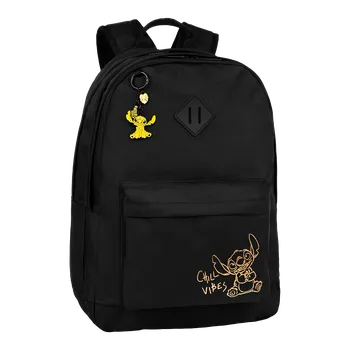 Školní batoh Colorino batoh Scout, Stitch, 17\", 3 kapsy, černý se zlatým potiskem