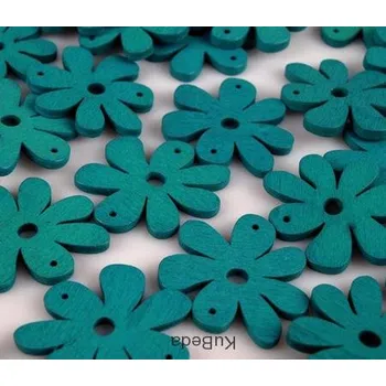 Dřevěný výsek - Kytička menší - tyrkys