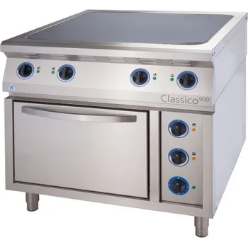 Vařič ALBA E-C-TG RHB-4/900 Sklokeramický sporák – 4 plotýnky: D – s dvířky