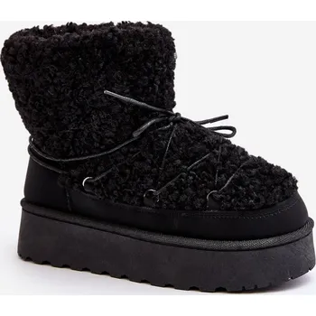 Dámská zimní obuv Dámské zavazovací sněžky s hrubou podrážkou Loso Barva: Černá, Velikost: 37