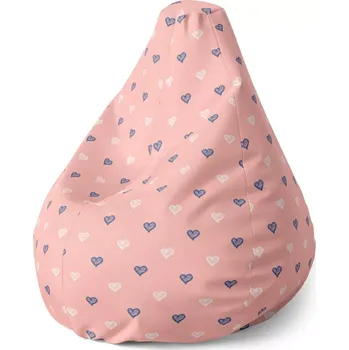 Sedací pytel Sablio Sedací vak Pear Srdíčka na růžové: 140 x 100 x 25 cm