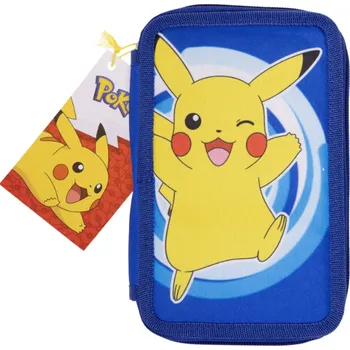 Penál Dvoupatrový penál Pokémon s výbavou modrý